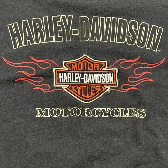 Harley Davidson Graphic Tee Mens 2XL XXL Flames y2k Embroidered Long Sleeve - Picture 3 of 9